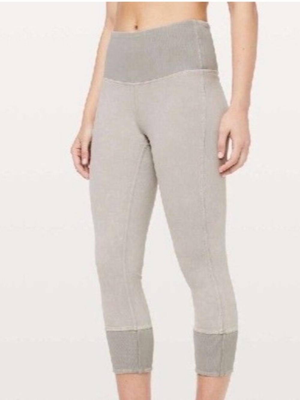 Lululemon Wunder Under Crop Ribbed 23" Pant Size 6 Washed French Clay
